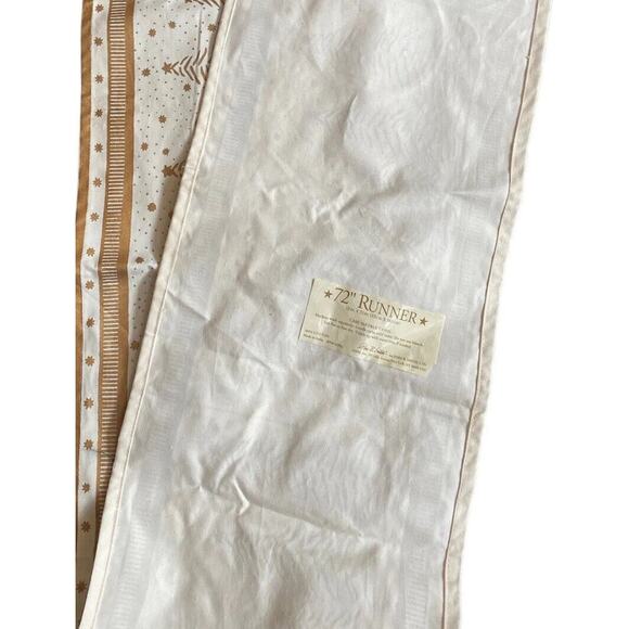 Park B Smith Christmas Tree Table Runner Ivory Gold 72” PBS Oblong Stars Decor - Picture 4 of 9